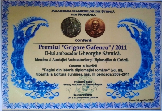 Premiul Academiei Oamenilor de Ştiinţă din Romania acordat presedintelui IRSEA 